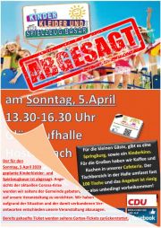 Tickets für 24. GROSSER KINDERKLEIDER- UND SPIELZEUGBASAR  am 05.04.2020 - Karten kaufen